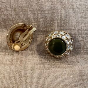 Banana Republic Elegant Gold and Green Clip-On Earrings